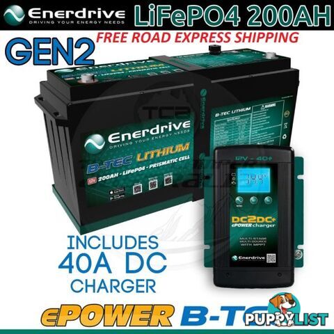 Enerdrive ePOWER B-TEC 12V 200Ah GEN 2 Lithium Battery + DC2DC 40A Charger