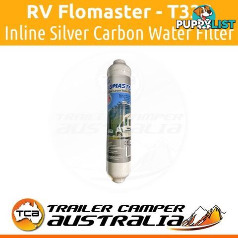 RV Flomaster Inline Silver Carbon Water Filter T33S