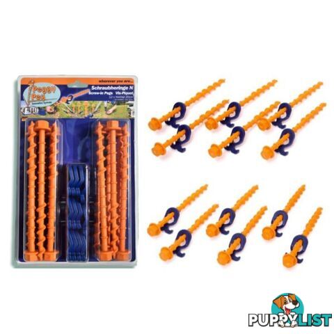 Peggy Peg 12 Pack - 20cm Standard Screw In Pegs Camping Tarps Tents Awnings