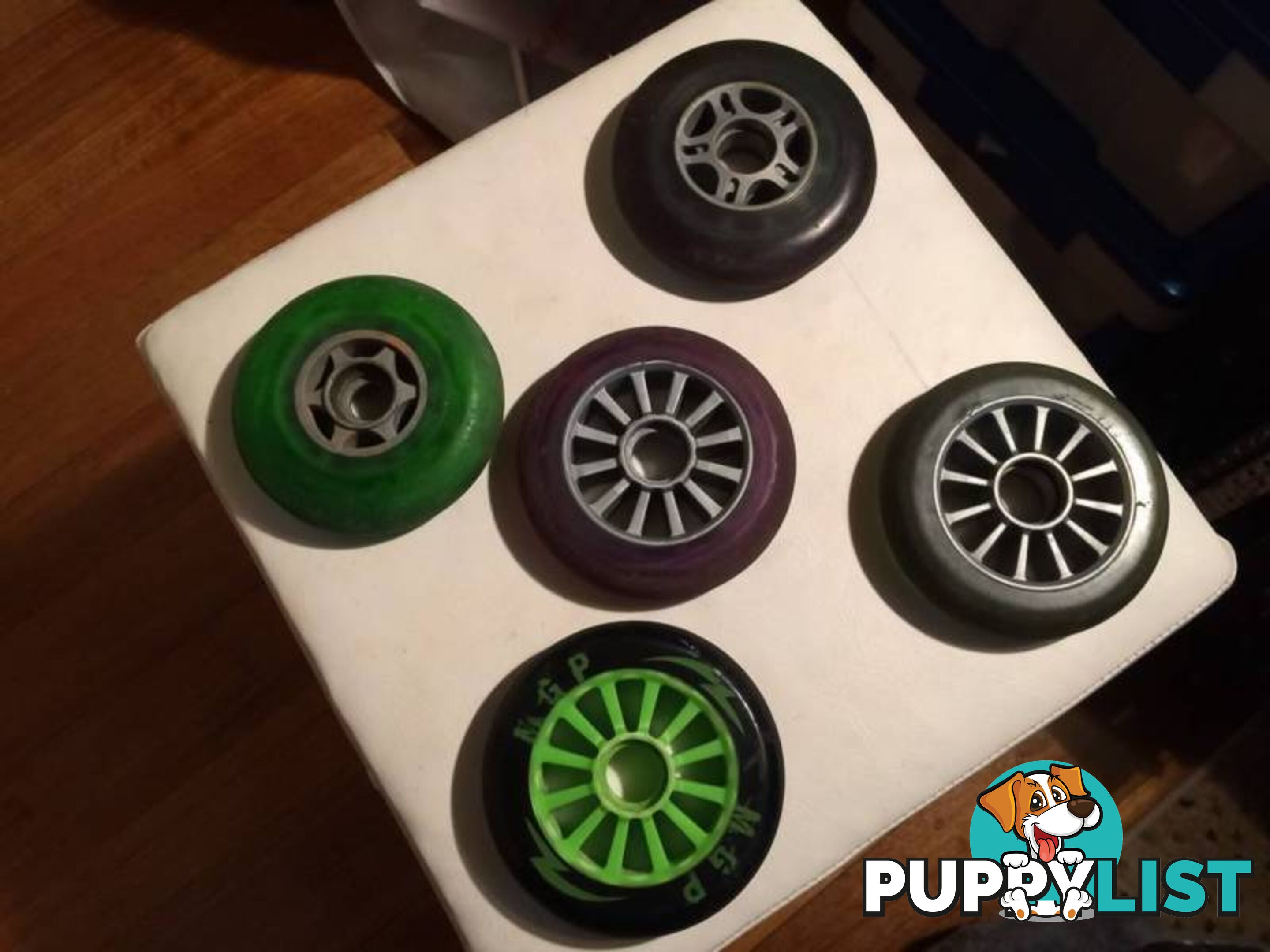 5 X PRO SCOOTER WHEELS IN GOOD CONDITION