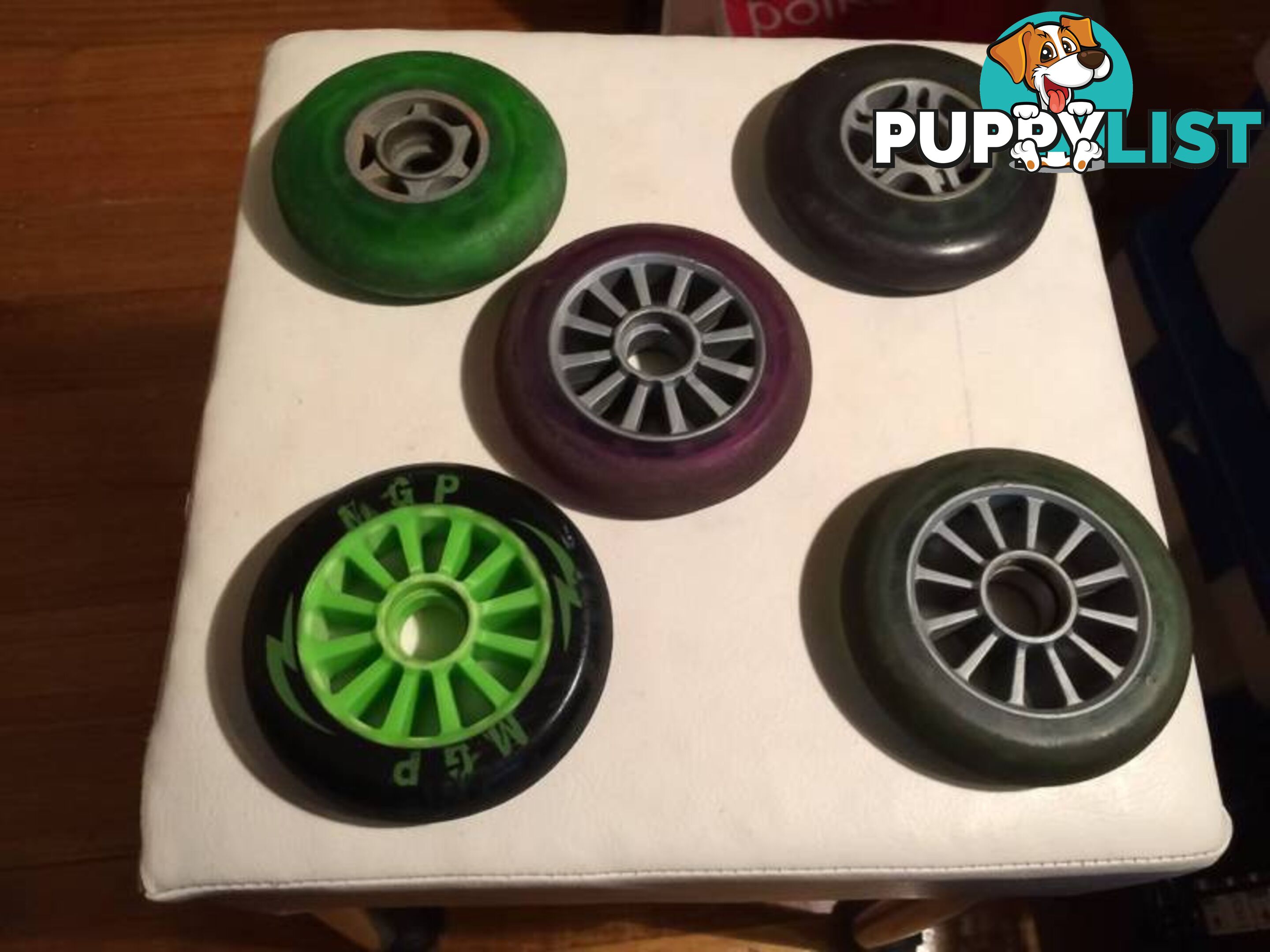 5 X PRO SCOOTER WHEELS IN GOOD CONDITION