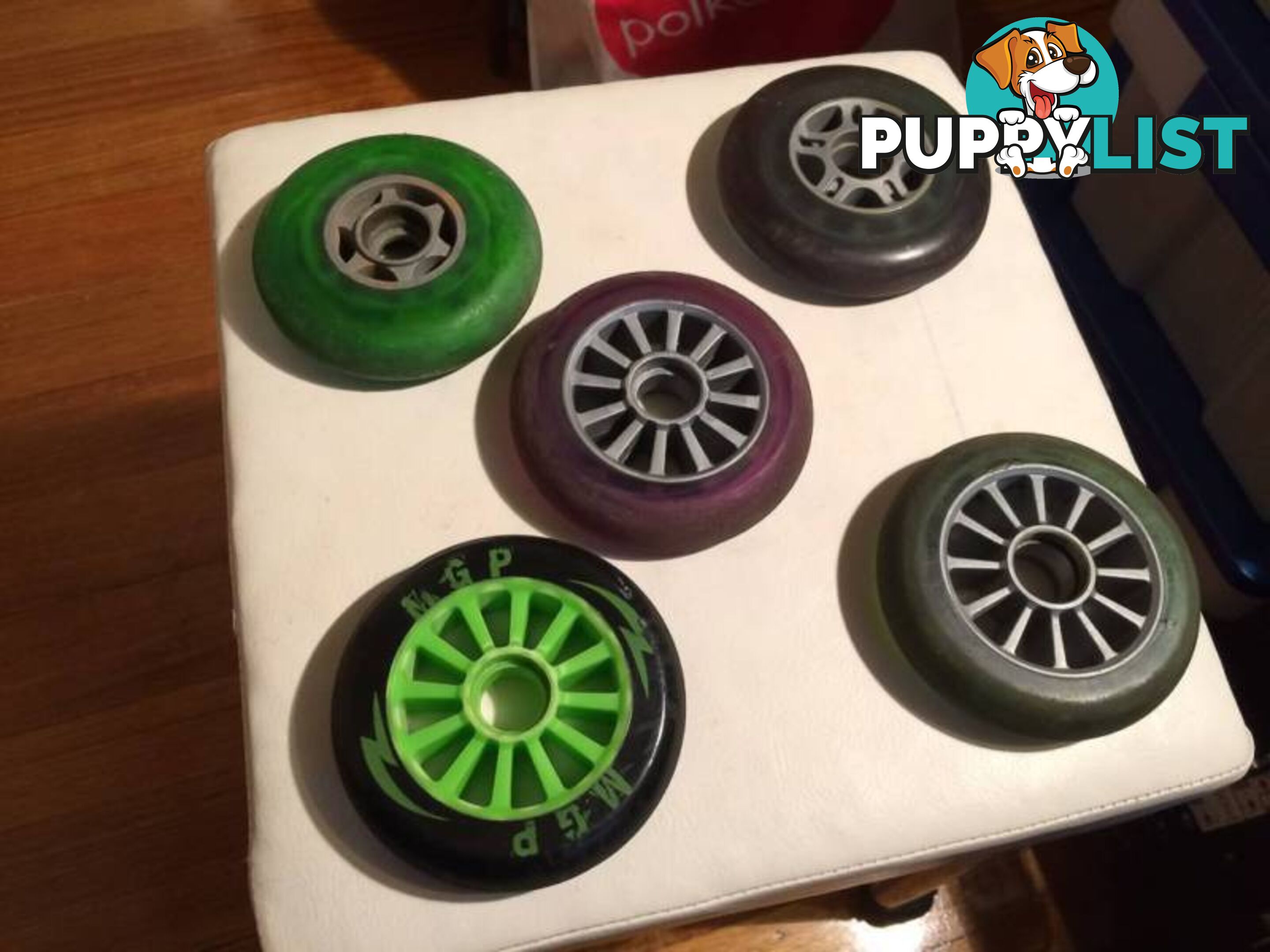 5 X PRO SCOOTER WHEELS IN GOOD CONDITION