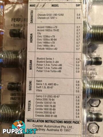 CHAMPION N11YC X 4 SPARK PLUGS TO SUIT 1980'S JAP CARS