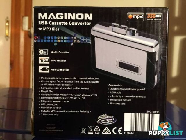 BRAND NEW MAGINON USB CASSETTE CONVERTER TO MP3 FILES