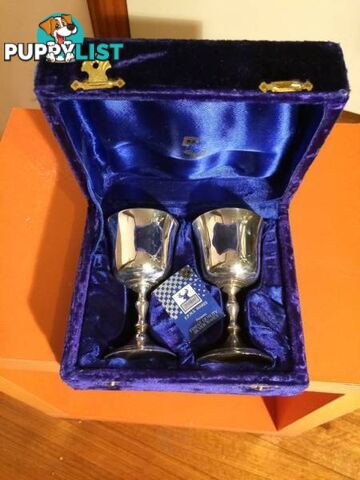 HIGHLANDS SIVER WARE PAIR OF WINE GOBLETS