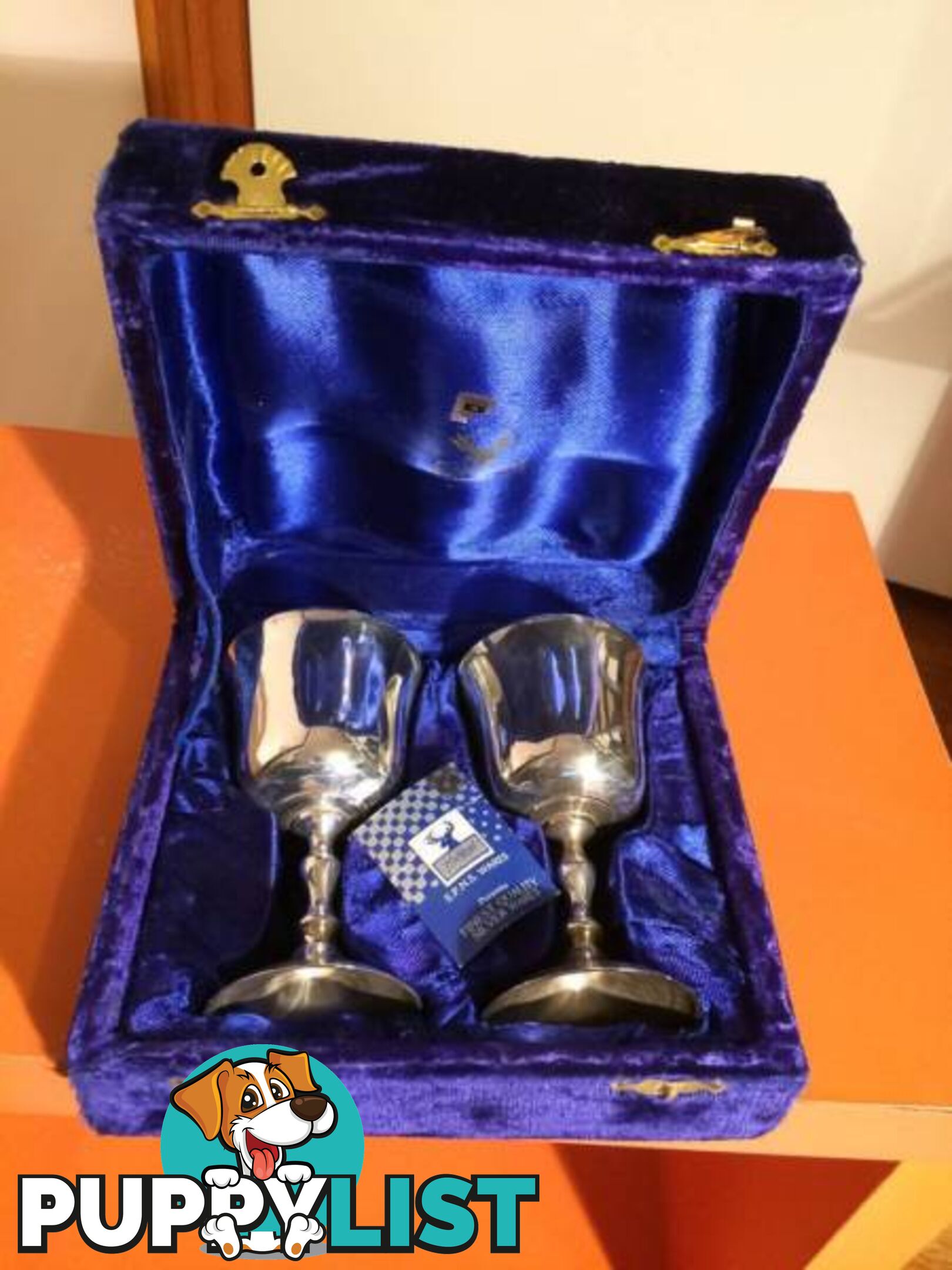 HIGHLANDS SIVER WARE PAIR OF WINE GOBLETS