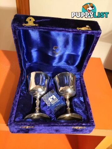 HIGHLANDS SIVER WARE PAIR OF WINE GOBLETS