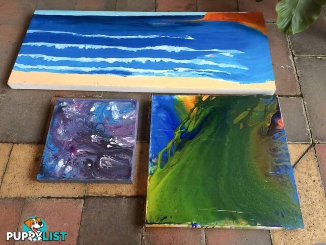 3 NICE CANVAS PAINTINGS $15 FOR ALL 3