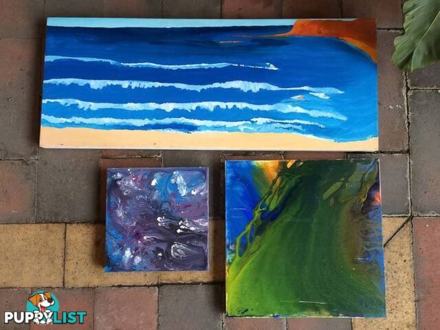 3 NICE CANVAS PAINTINGS $15 FOR ALL 3