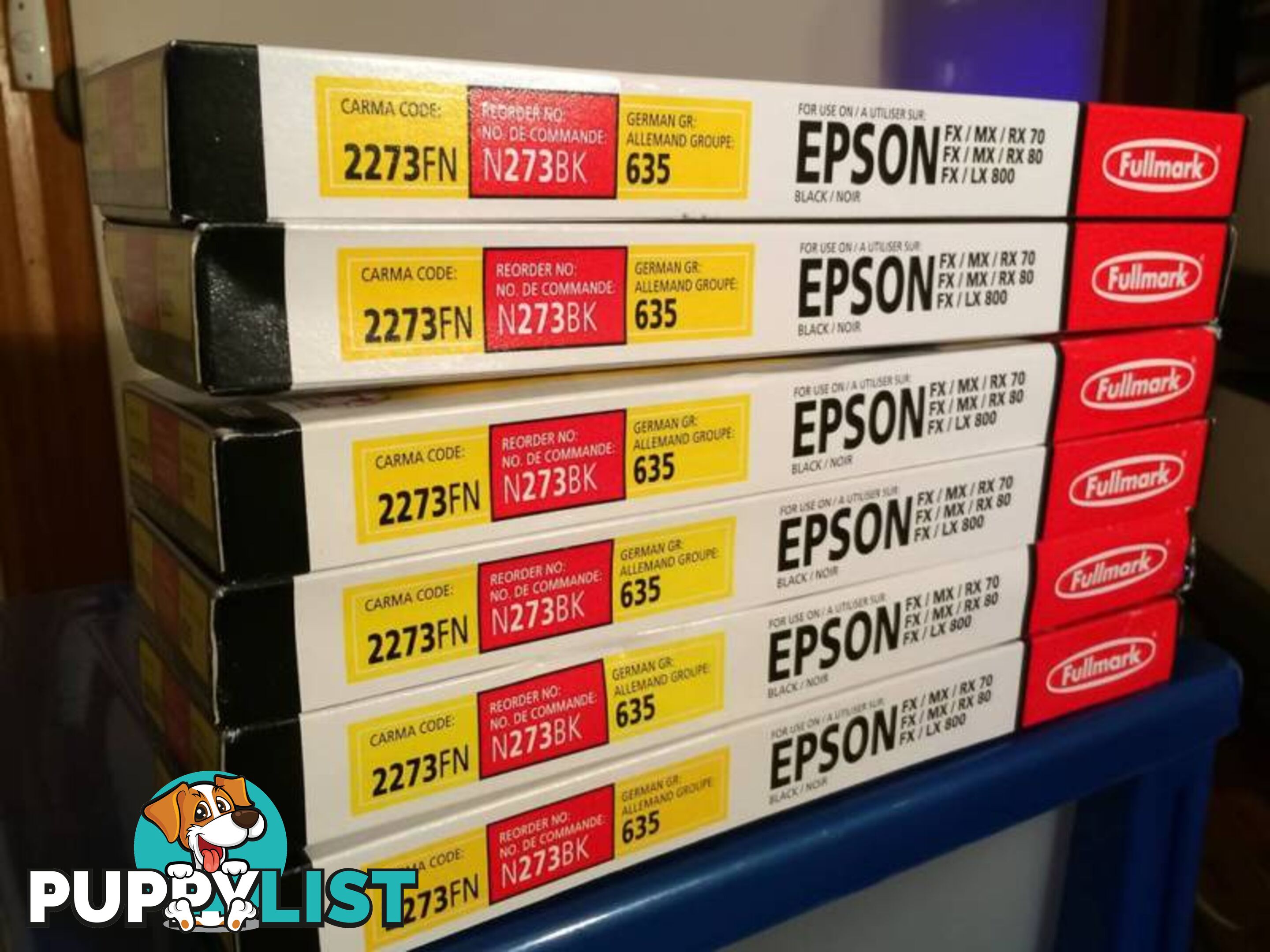 6 x Brand new Epson Nylon printer ribbons - code 2273FN