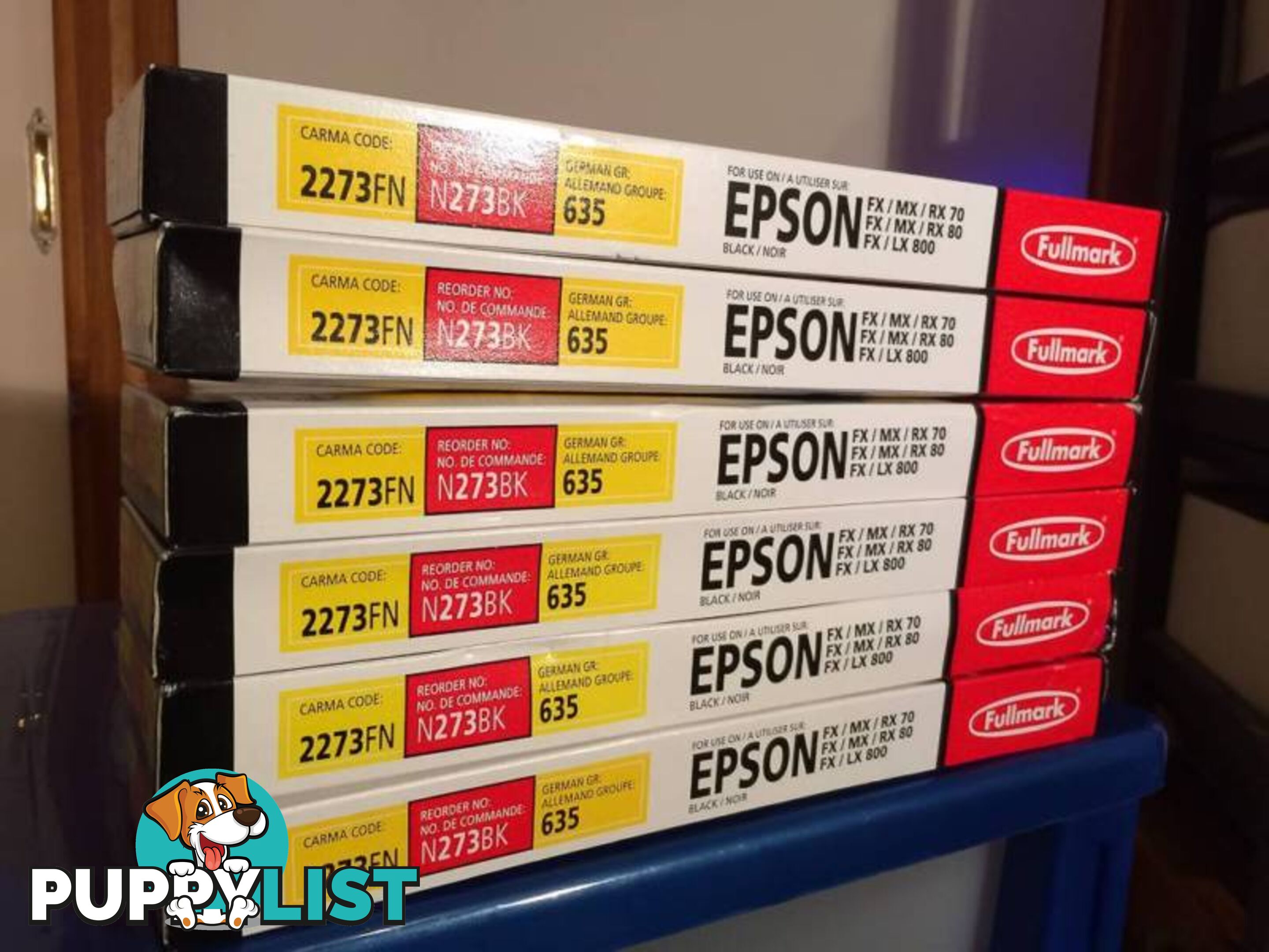 6 x Brand new Epson Nylon printer ribbons - code 2273FN