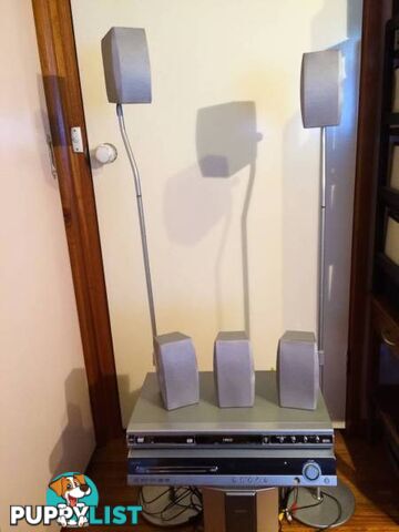 SANYO 5.1 SURROUND SOUND SYSTEM WITH 2 SPEAKER STANDS INCLUDED
