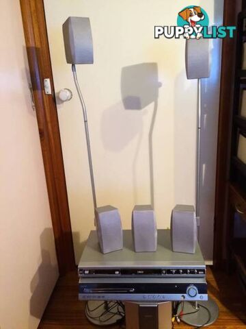 SANYO 5.1 SURROUND SOUND SYSTEM WITH 2 SPEAKER STANDS INCLUDED