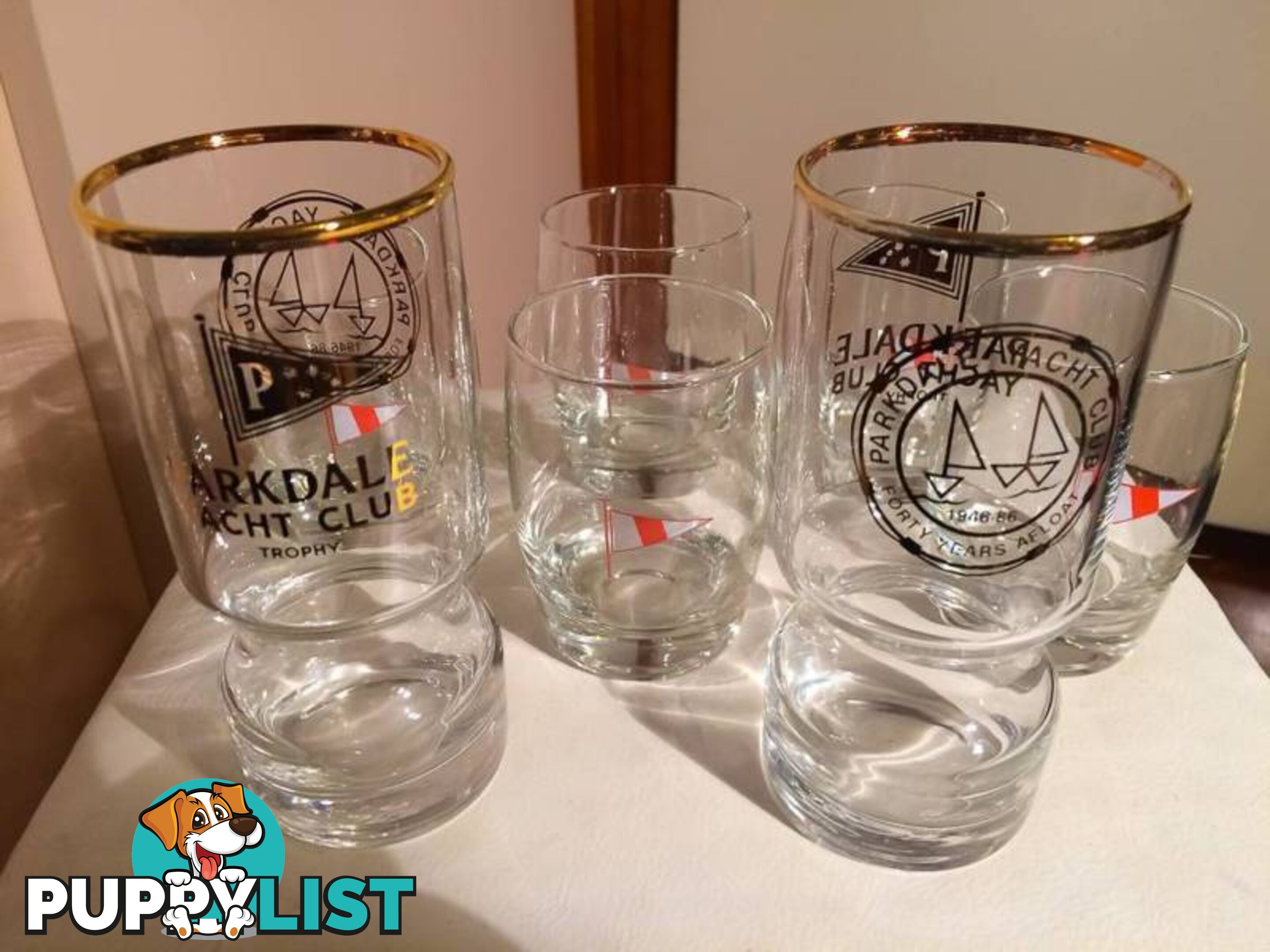 PARKDALE YACHT CLUB 40 YEARS AFLOAT DRINKING GLASSES