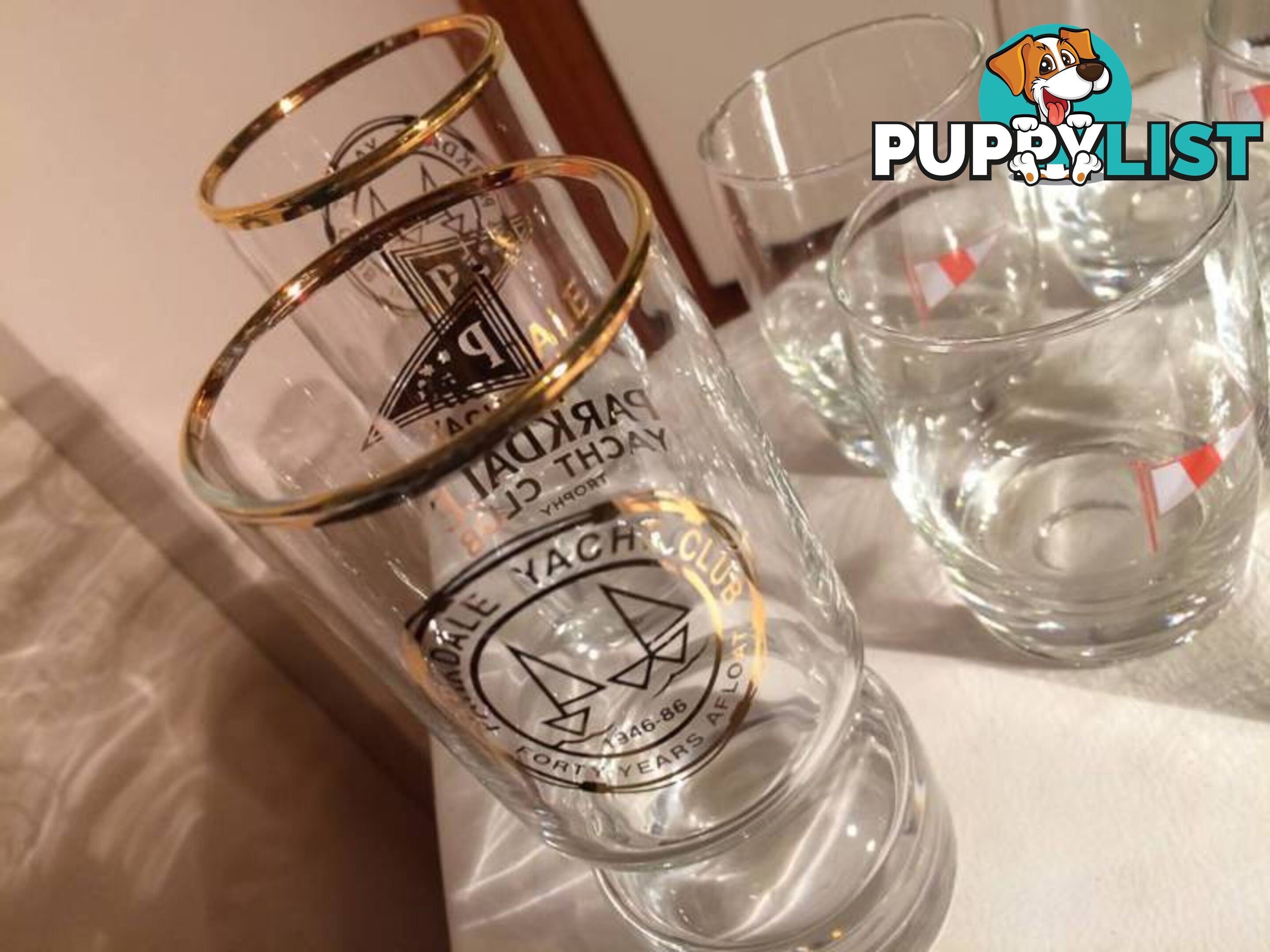 PARKDALE YACHT CLUB 40 YEARS AFLOAT DRINKING GLASSES