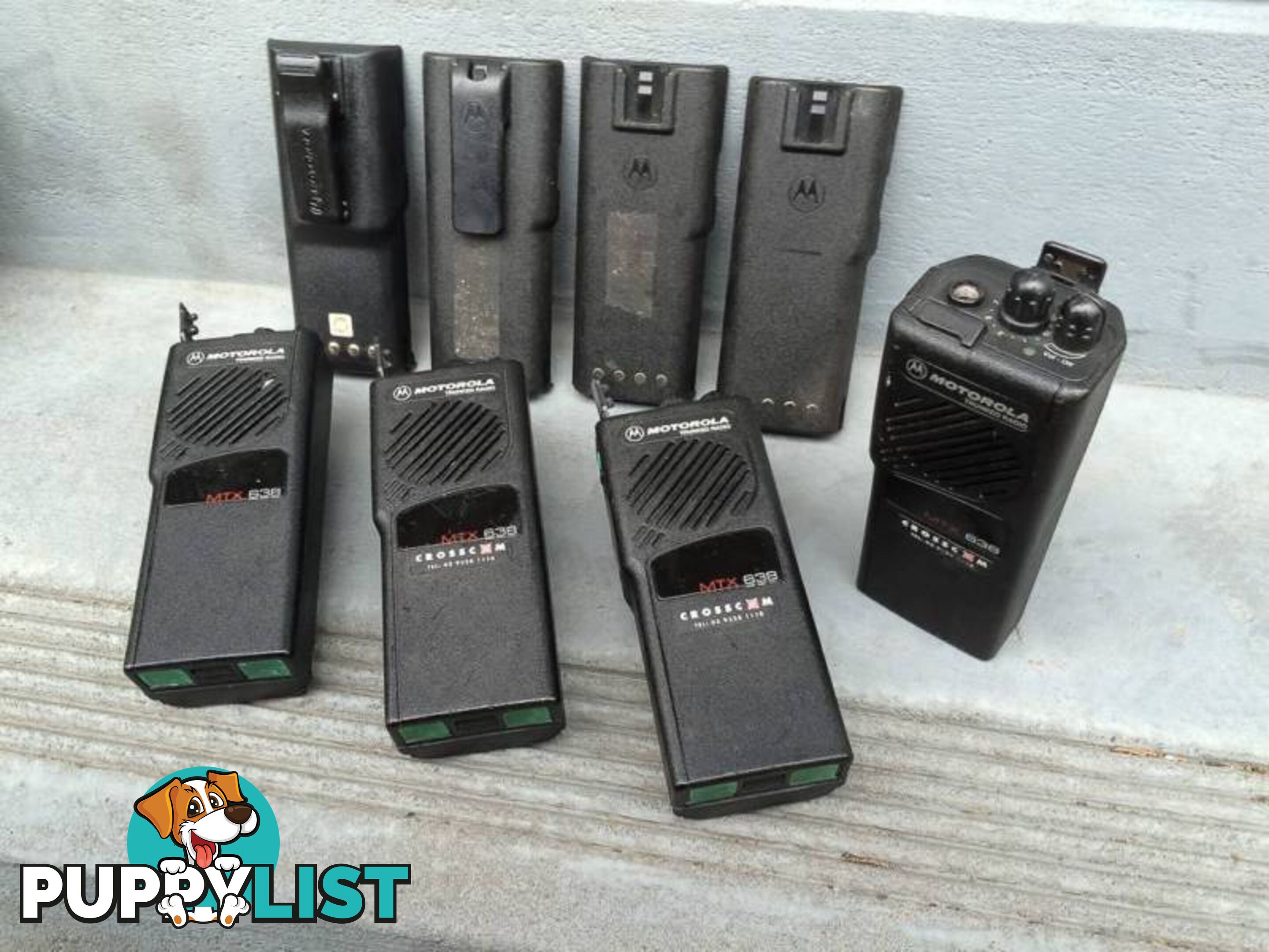 4 X MTX 638 Motorolla radios,4 x spare batteries & charger board