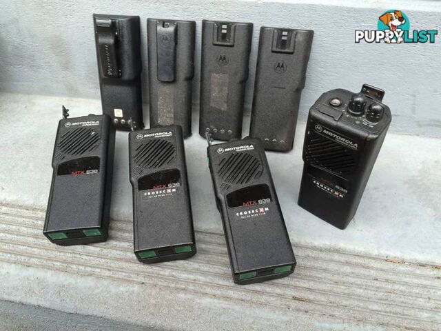 4 X MTX 638 Motorolla radios,4 x spare batteries & charger board