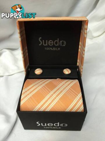 Brand new Mens silk tie & matching cufflinks by Suedo