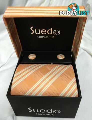 Brand new Mens silk tie & matching cufflinks by Suedo