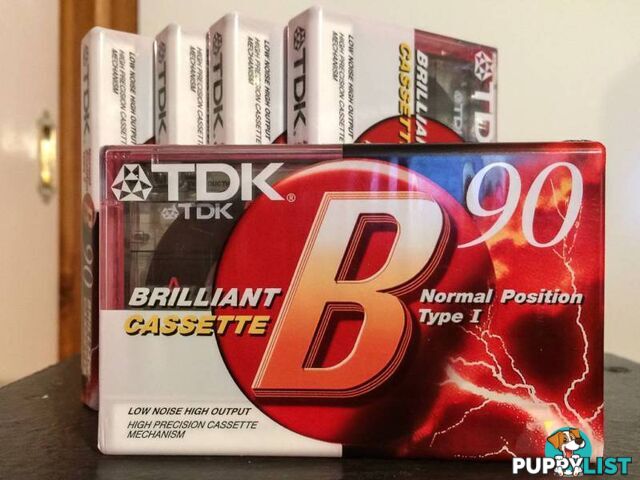 5 X BRAND NEW TDK B90 MINUTE BLANK CASSETTE TAPES