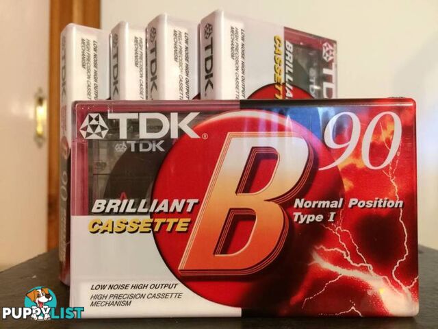 5 X BRAND NEW TDK B90 MINUTE BLANK CASSETTE TAPES