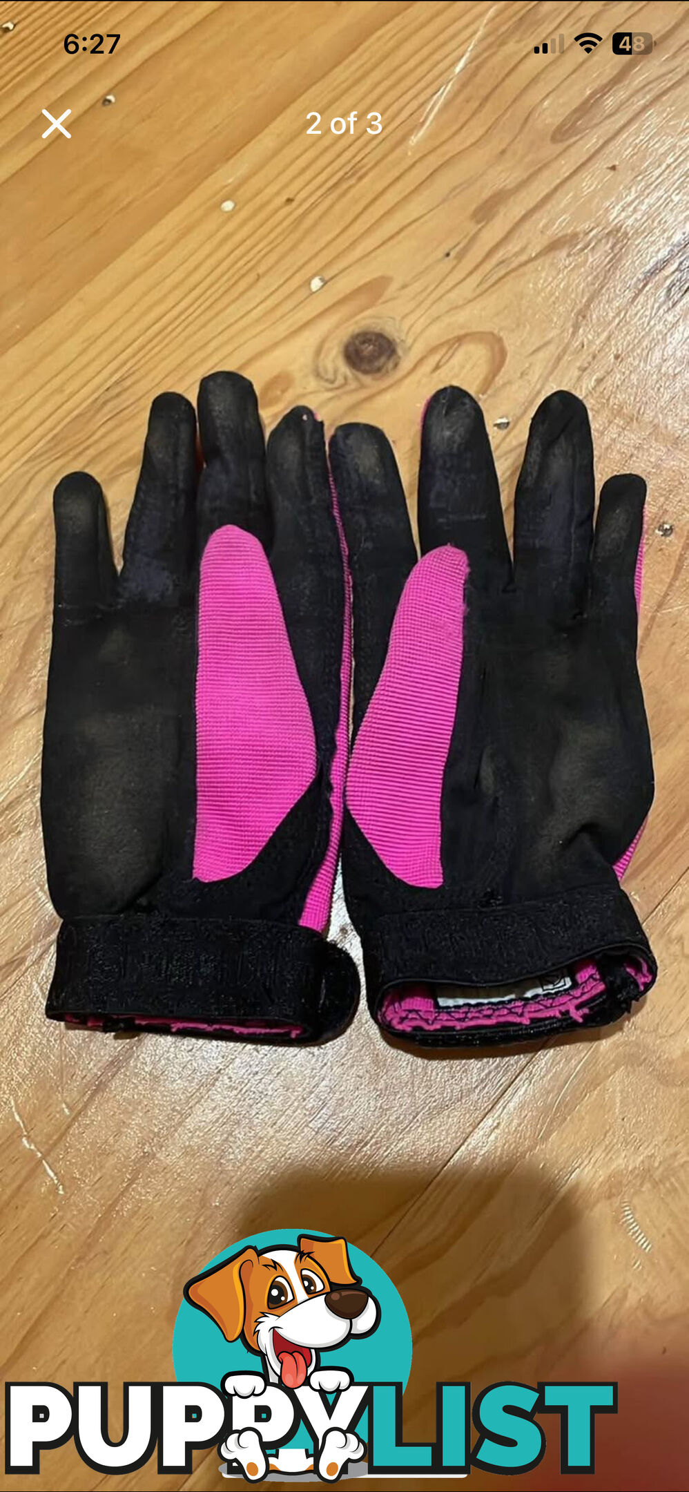 Pink all weather riding gloves
