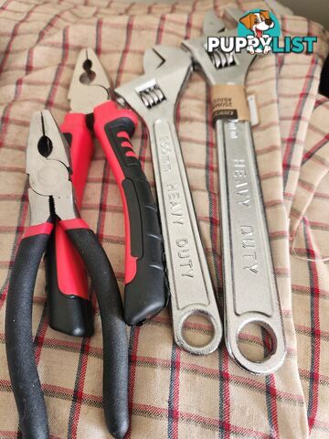 Wrench x2 and pliers new