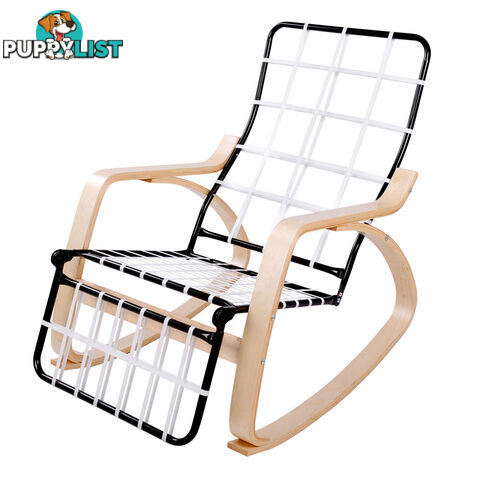 Birch Plywood Adjustable Rocking Recliner Lounge Arm Chair w/ Fabric Cushion Beige