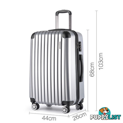 Set of 3 Hard Shell Travel Luggage with TSA Lock - Silver