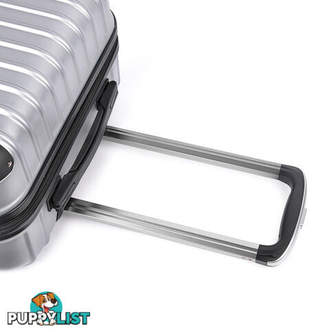 Set of 3 Hard Shell Travel Luggage with TSA Lock - Silver