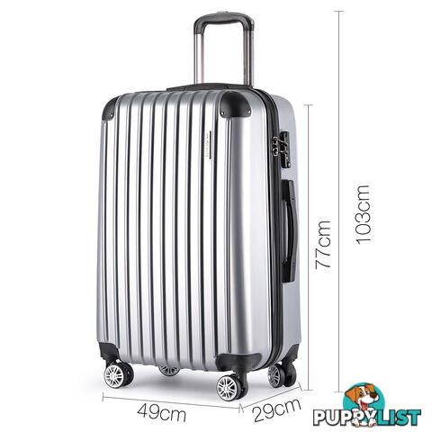 Set of 3 Hard Shell Travel Luggage with TSA Lock - Silver