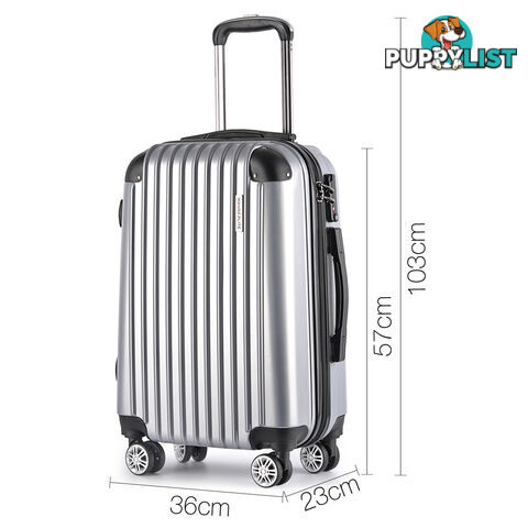 Set of 3 Hard Shell Travel Luggage with TSA Lock - Silver