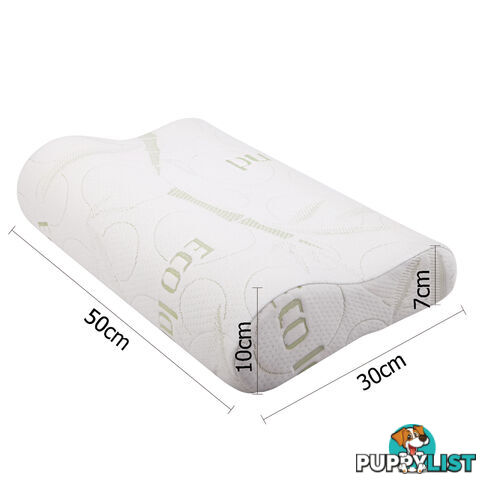 Set of 2 Bamboo Fabric Cover Contour Memory Foam Pillow 50 x 30 cm