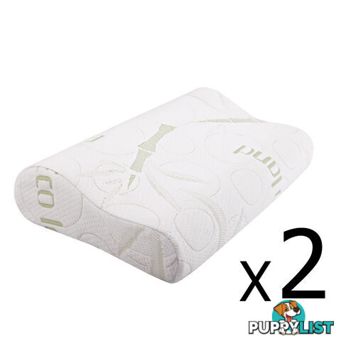 Set of 2 Bamboo Fabric Cover Contour Memory Foam Pillow 50 x 30 cm