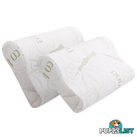 Set of 2 Bamboo Fabric Cover Contour Memory Foam Pillow 50 x 30 cm