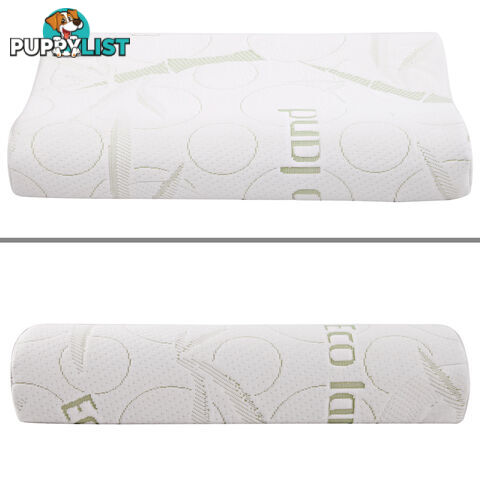 Set of 2 Bamboo Fabric Cover Contour Memory Foam Pillow 50 x 30 cm