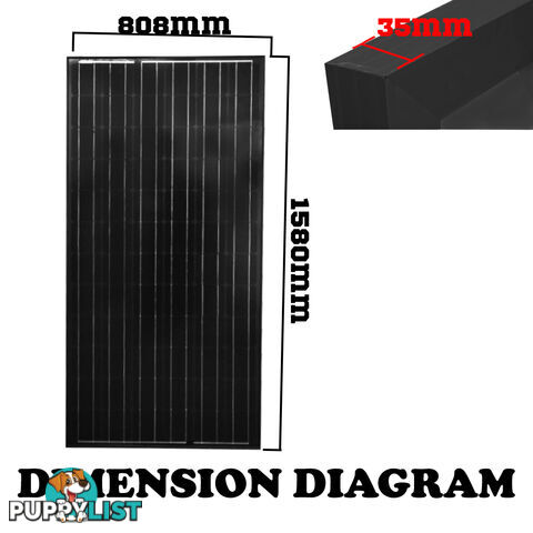 12V 220W Black Solar Panel Kit Caravan Camping Power Battery Charging