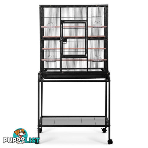 Pet Parrot Aviary Bird Cage w/ Wheels Stand 160cm Black