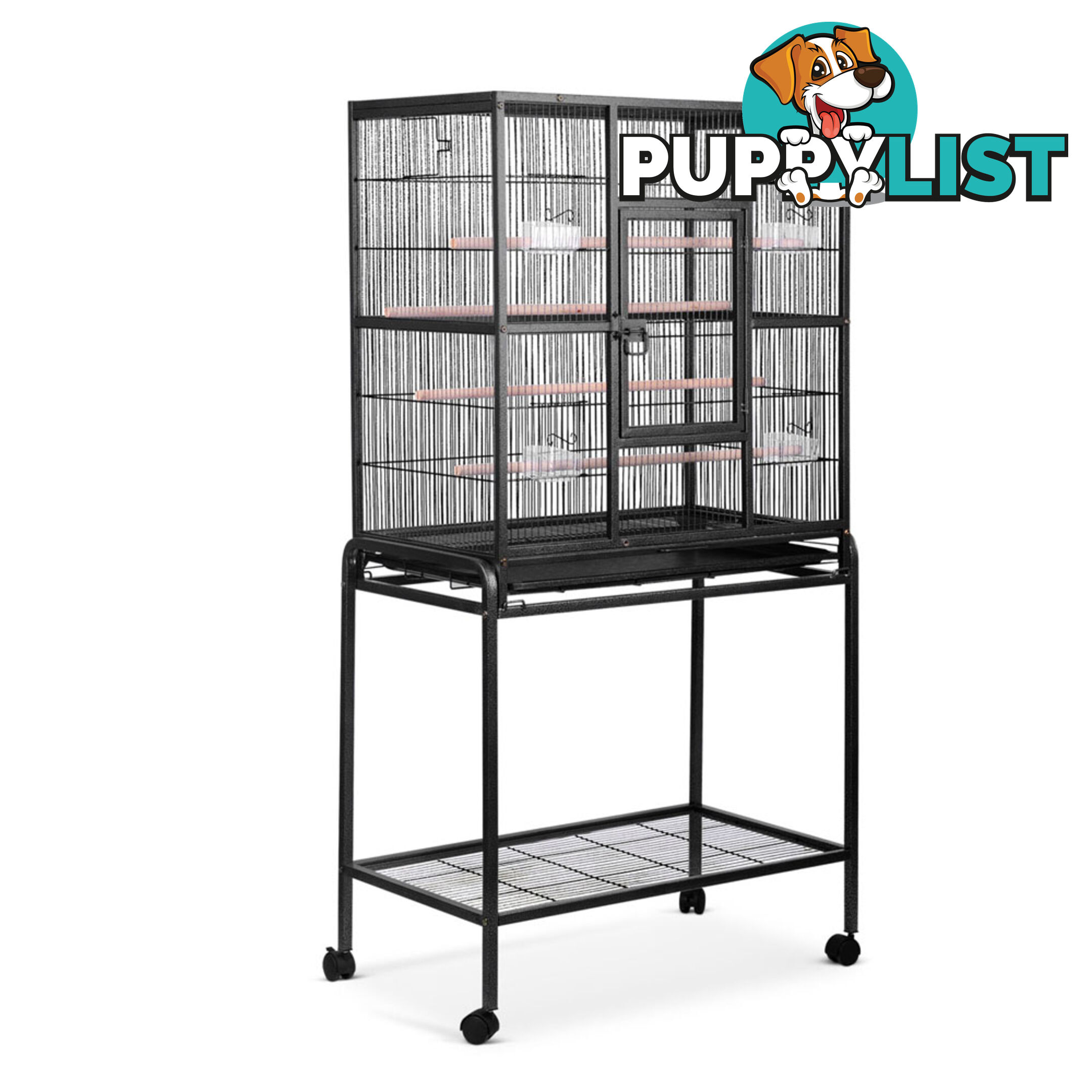 Pet Parrot Aviary Bird Cage w/ Wheels Stand 160cm Black