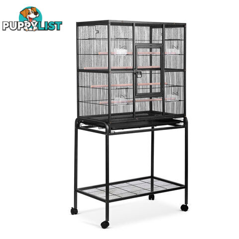 Pet Parrot Aviary Bird Cage w/ Wheels Stand 160cm Black