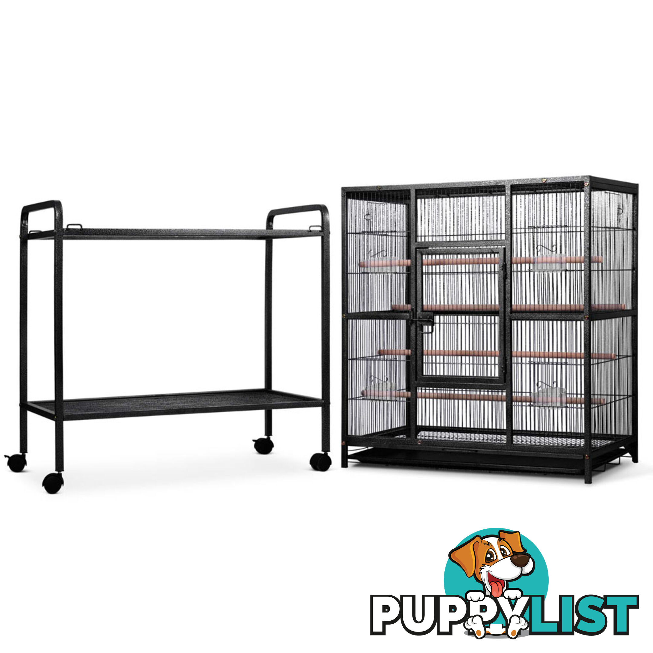 Pet Parrot Aviary Bird Cage w/ Wheels Stand 160cm Black