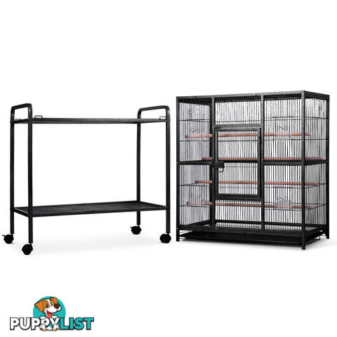 Pet Parrot Aviary Bird Cage w/ Wheels Stand 160cm Black