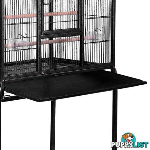 Pet Parrot Aviary Bird Cage w/ Wheels Stand 160cm Black