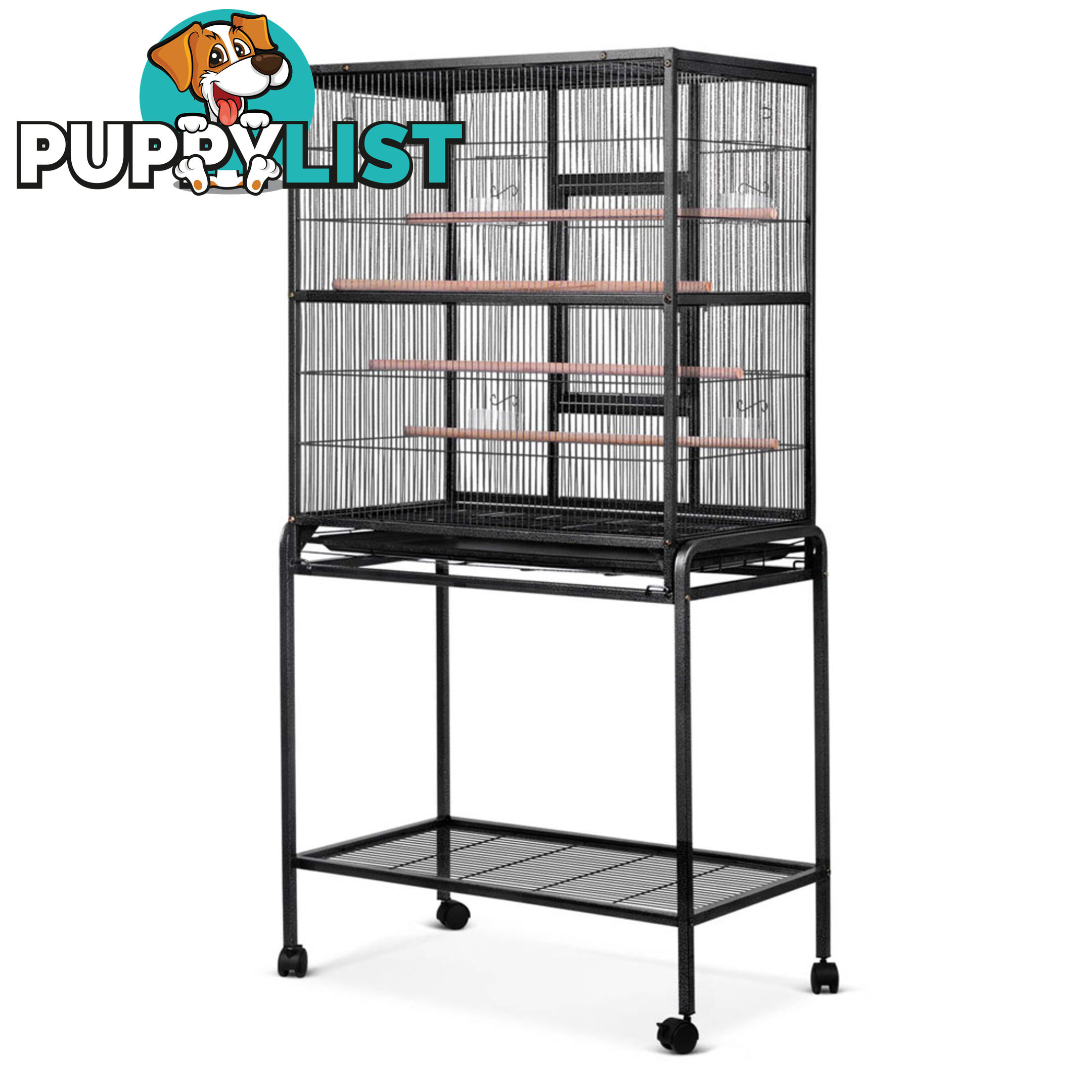 Pet Parrot Aviary Bird Cage w/ Wheels Stand 160cm Black