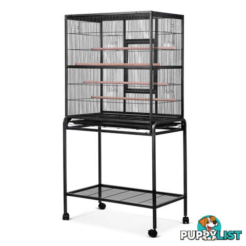 Pet Parrot Aviary Bird Cage w/ Wheels Stand 160cm Black