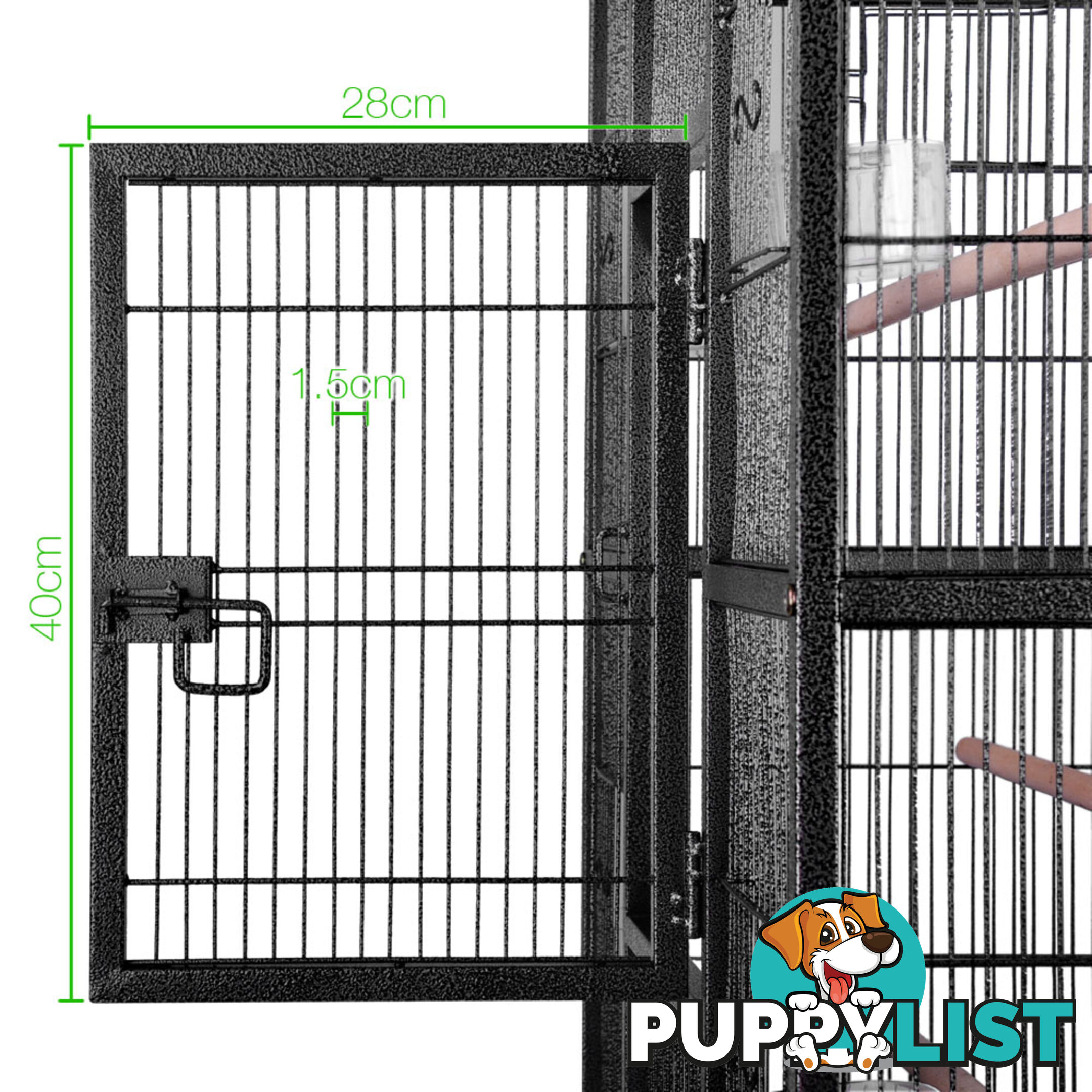 Pet Parrot Aviary Bird Cage w/ Wheels Stand 160cm Black