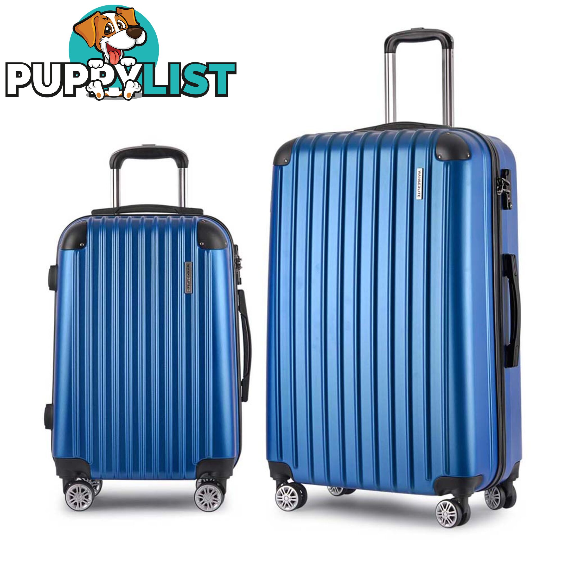 Set of 2 Hard Shell Travel Luggage with TSA Lock - Blue