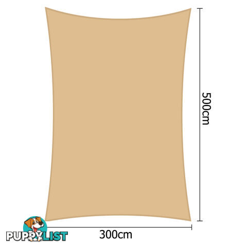 Heavy Duty Rectangle Shade Sail Canopy 3x5m Sand Beige