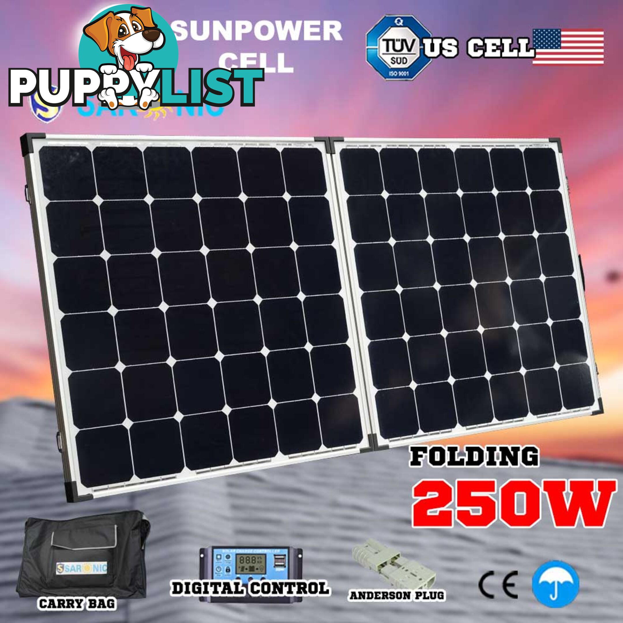 12V 250W Folding Solar Panel Kit Caravan Boat Camping Power Mono Charging Home