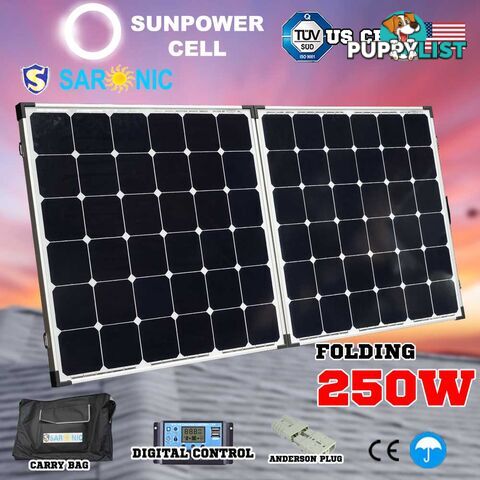 12V 250W Folding Solar Panel Kit Caravan Boat Camping Power Mono Charging Home